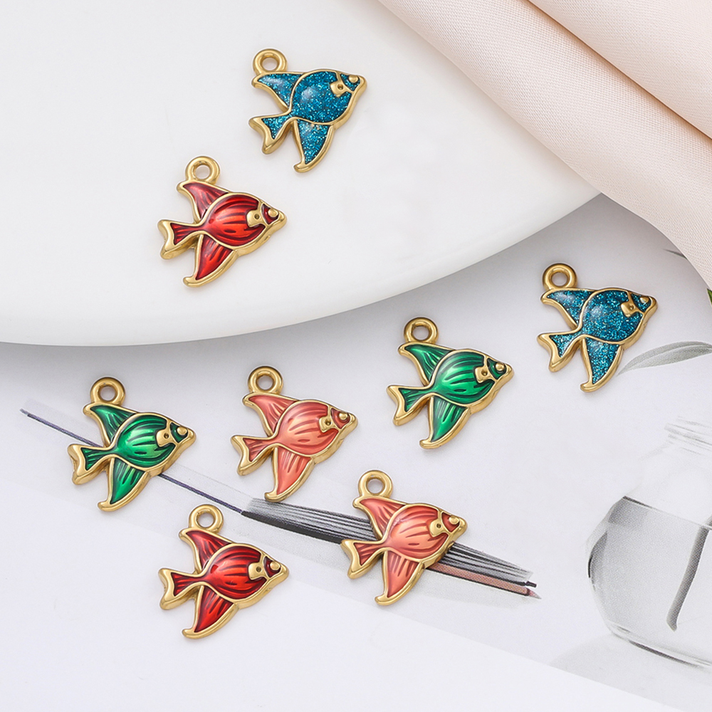 Jewelry Making Pendants - 2Piece/Pack Stainless Steel Small Fish Shape