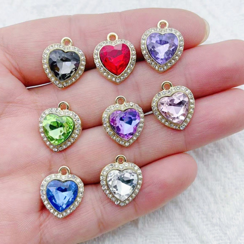 10pcs heart-shaped inlaid colo - Jewelry Making Necklaces reseña y precio