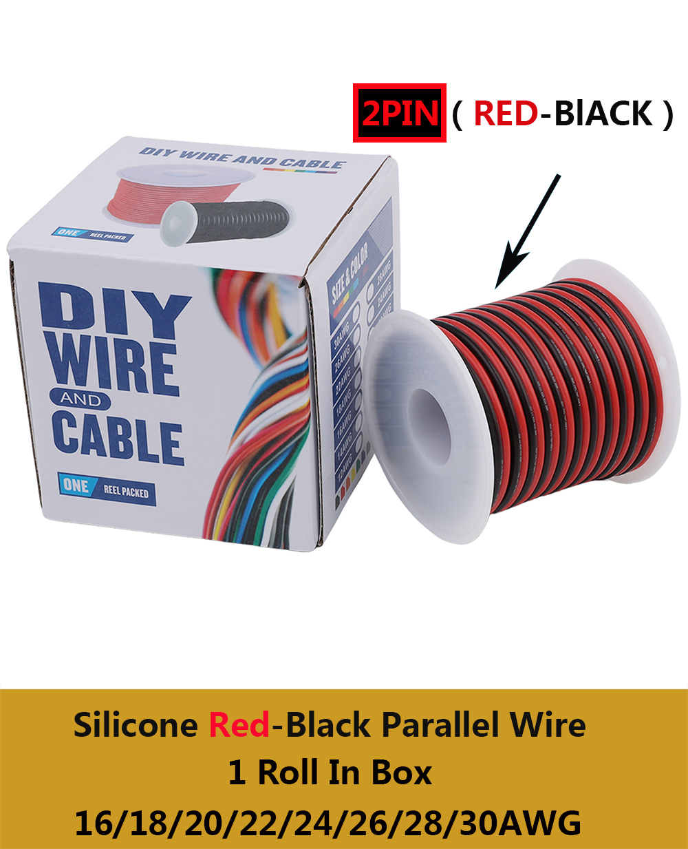2 Pin Black Red Silicone Cable - Wire 22 Gauge Copper reseña y precio