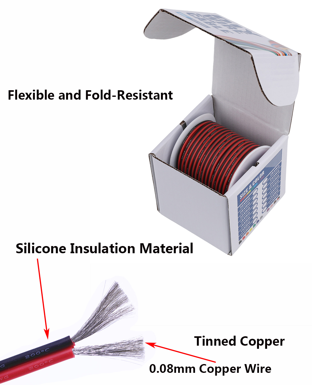 2 Pin Black Red Silicone Cable - Wire 22 Gauge Copper reseña y precio